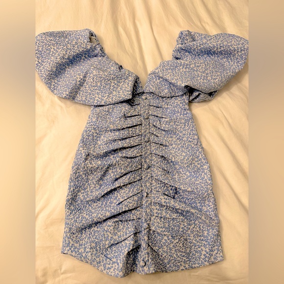 NWT Giselle draped BLUE FLORAL mini dress Fashion Nova - Picture 5 of 10